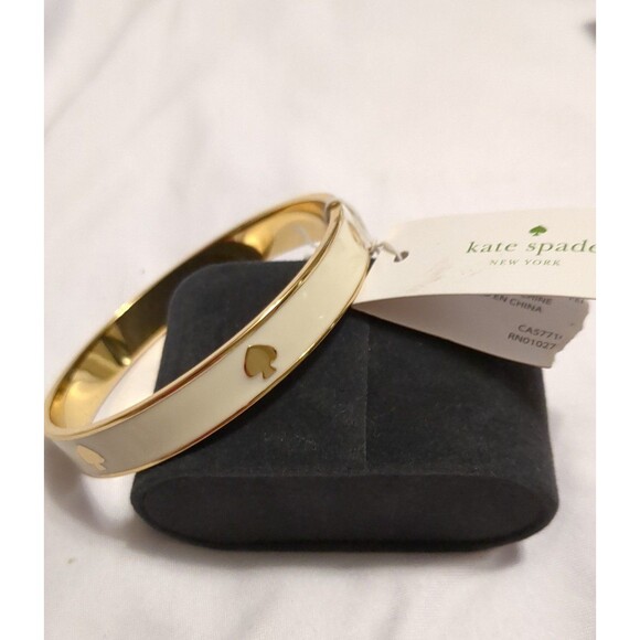 Kate Spade Cream Ivory Gold 12K Plated  Slip On Bangle Bracelet - Picture 1 of 4